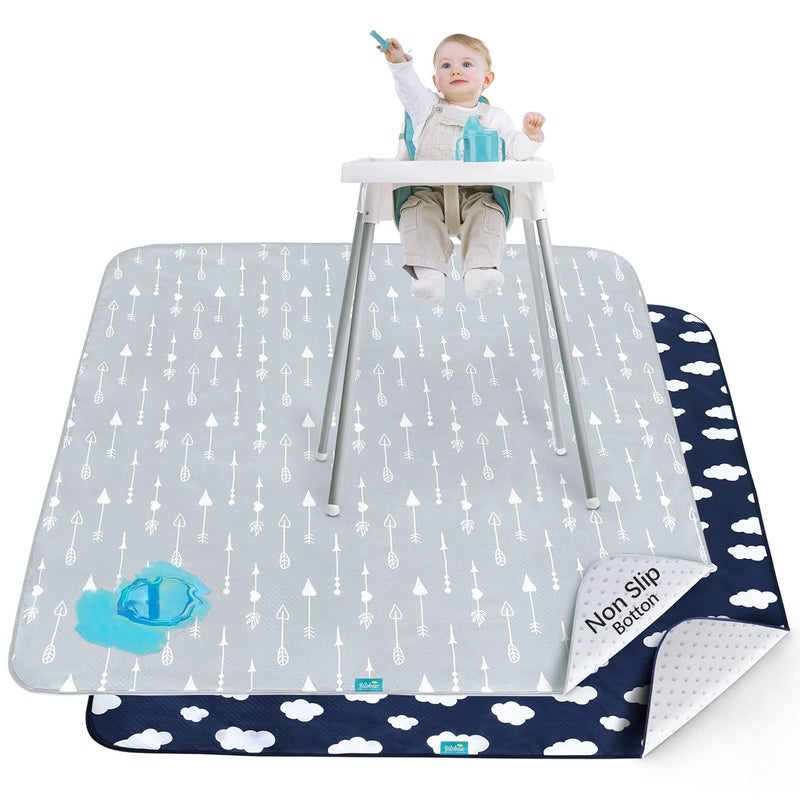 Biloban Splat Mat 2 Pack for Under High Chair & Arts & Crafts & Eating Mess, Waterproof Baby Playtime Anti-Slip Mat for Floor or Table, Reusable & Portable Splash Mat 42” ×46” - Image 1